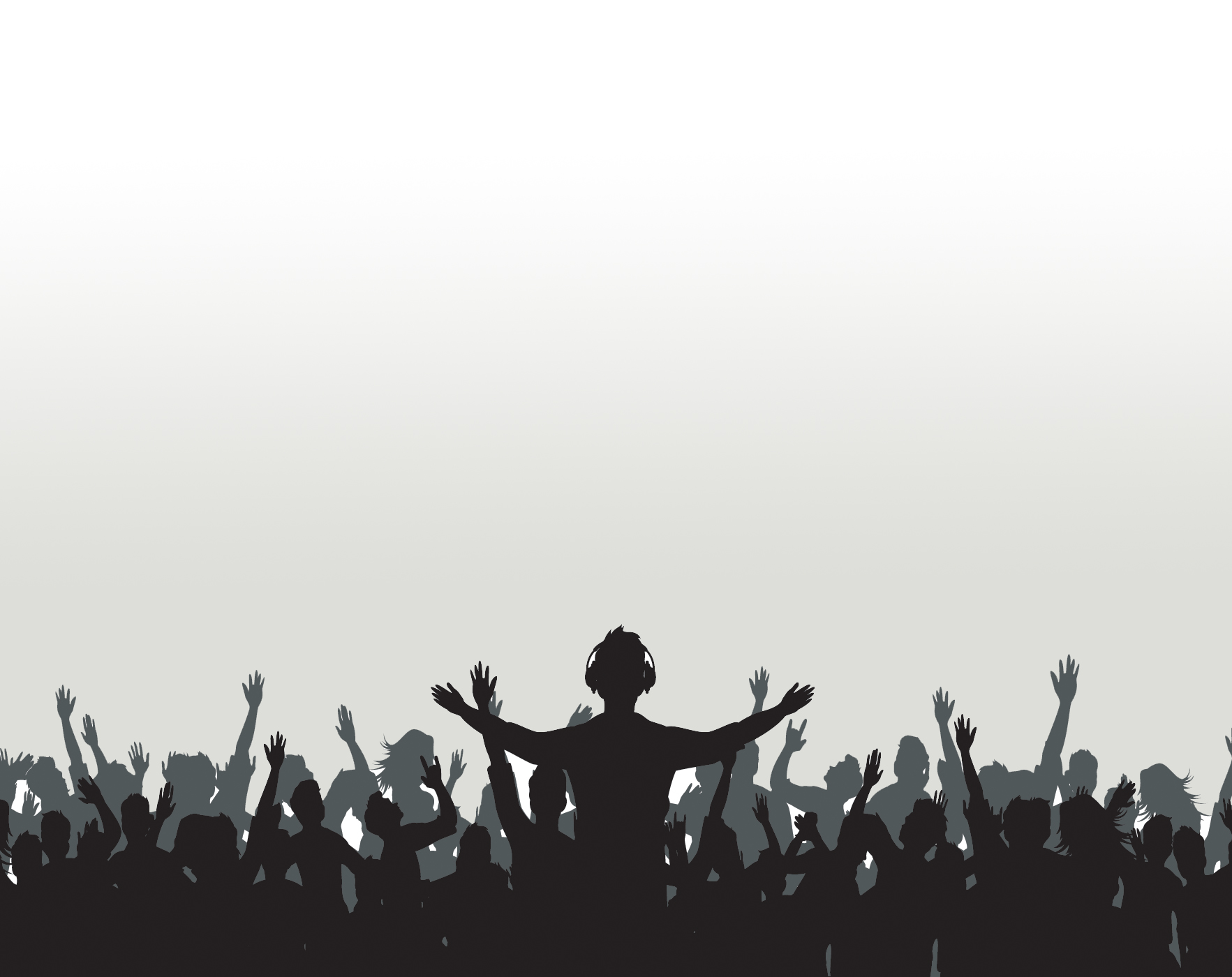 Graphic with silhouette of crowd dancing